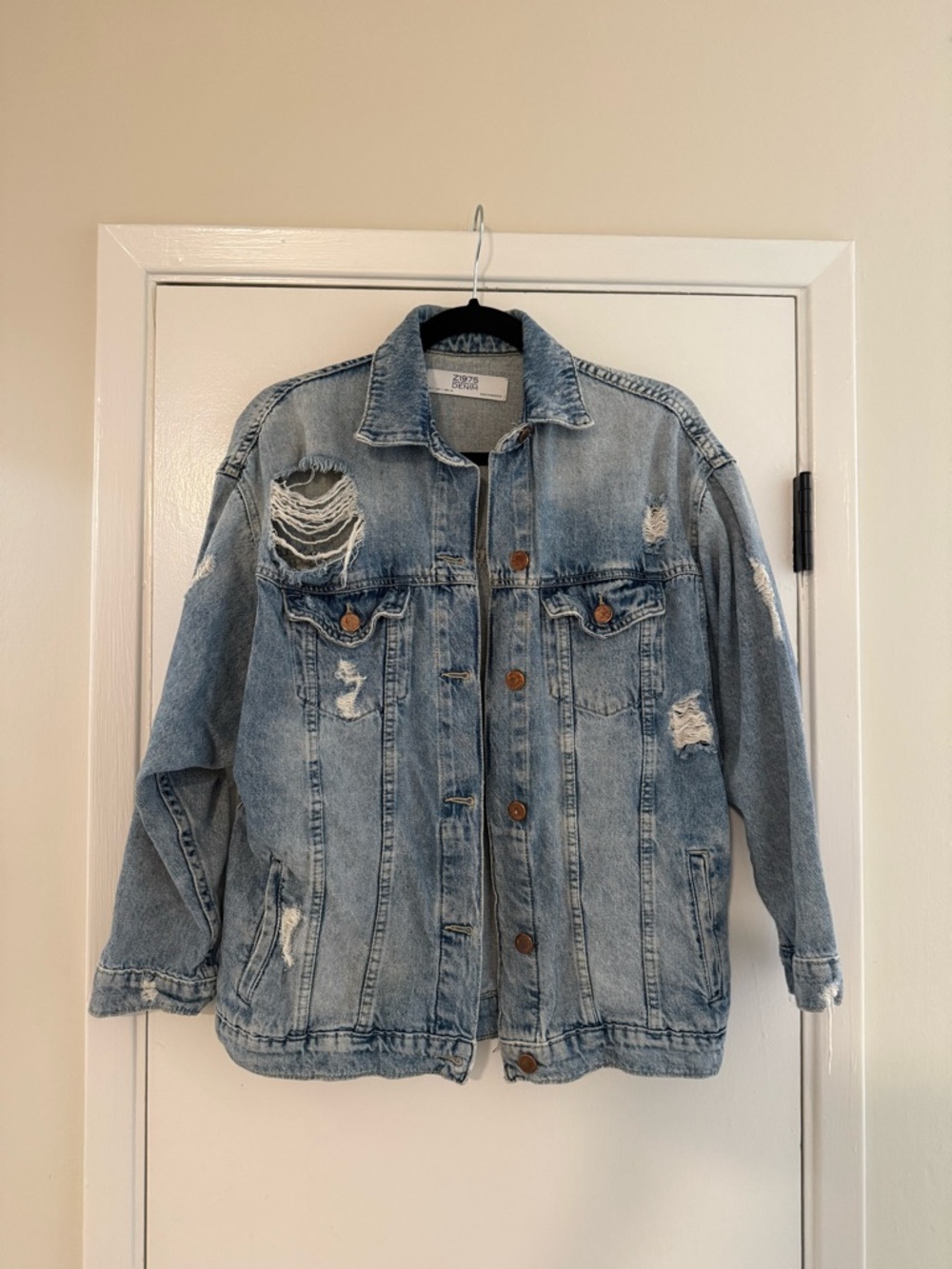 Zara Oversized Distressed Jean Jacket
